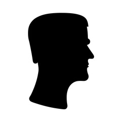Silhouette of a male head in profile, against a white background