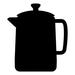 Silhouette of French Press Coffee Maker Offering Simple and Modern Visual Appeal
