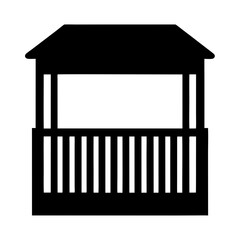 Simple Black and White Gazebo Structure Illustration with Roof and Railings