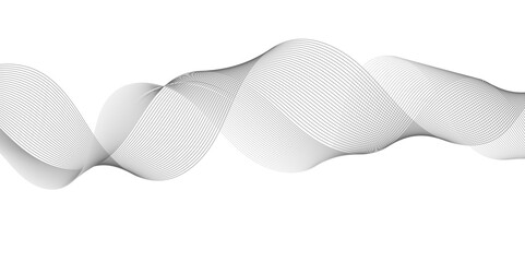 Abstract digital stylized black and grey curved wavy line art element for design white Striped line texture background. Vector illustration.	