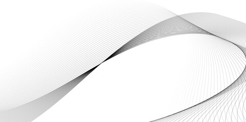 Fototapeta premium Abstract digital stylized black and grey curved wavy line art element for design white Striped line texture background. Vector illustration. 