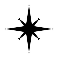 Black Star with Pointed and Rounded Tips, Minimalist Design on White Background