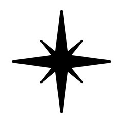 Black eight pointed star on a white background with rounded edges