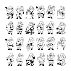 
Cute Santa Claus Cartoon Collection Christmas Holiday Vector Icons
