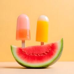 The  Popsicles on green Cantaloupe