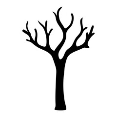 Silhouette of a bare tree against a plain white background, nature's minimalism