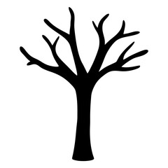 Bare Tree Silhouette Illustration Depicting Winter Season and Spooky Decorations