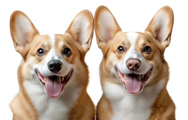 Corgi dog couple isolated on a transparent background