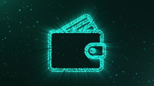 A shimmering, digital wallet shines brightly, representing online finance and financial transactions.