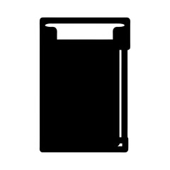Minimalist black silhouette image representing a file folder or document holder