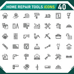 Home Repair Tools icon collection, with editable stroke. Home Repair Tools thin line icon set. Vector illustration.
