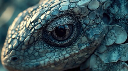 Fototapeta premium Close-up of a lizard's eye and textured skin.