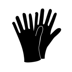 Stylized image of two black gloves, perfect for protective wear, safety, healthcare