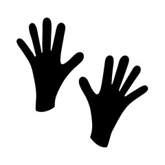 Black silhouette of two human hands with fingers spread apart, isolated