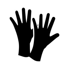 Pair of protective gloves in black silhouette against a white background