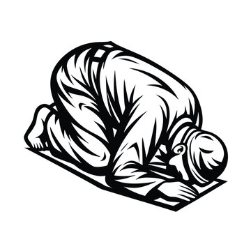 muslim man praying black and white clip art preview