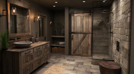 Rustic bathroom with wooden accents