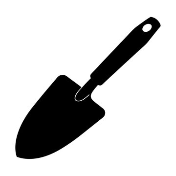 black garden trowel on white background clip art preview