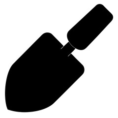 Black silhouette of a garden trowel tool used for gardening tasks