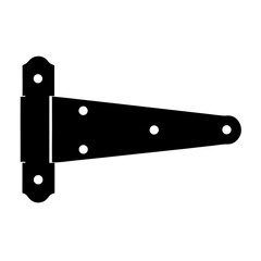 Simple Black and White Illustration of a Tee Hinge, Hardware Component