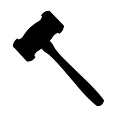 Silhouette of a gavel representing law, authority, auction, or legal proceedings