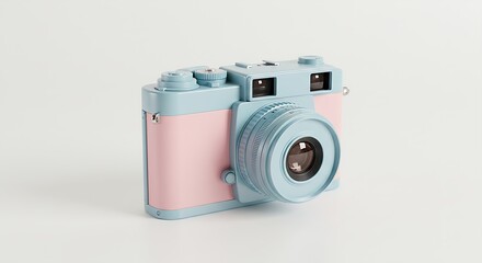 Pastel Pink and Blue Vintage-Style Camera A Delightful Photography Accessory