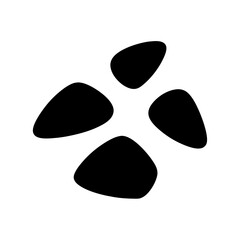 Abstract four petal design reminiscent of flower, propeller or stylized symbol