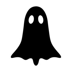 Simple black ghost illustration on white background for Halloween decoration