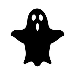 Halloween Ghost Silhouette with O Shaped Mouth and Oval Eyes Design