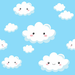 Cute clouds pattern on a light blue background