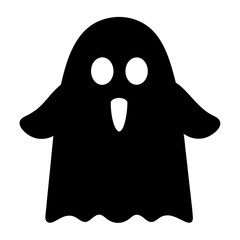 Simple Black and White Cartoon Ghost Illustration for Halloween Decoration or Icon