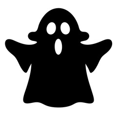 Simple monochrome ghost icon with spooky expression for Halloween designs