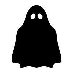 Simple black ghost with two white eyes on a white background