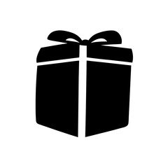 Stylized black and white gift box with ribbon outline vector art