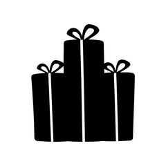 Three beautifully wrapped gift boxes stacked together in simple minimalist style