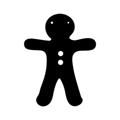 Black and white gingerbread man silhouette image for seasonal designs