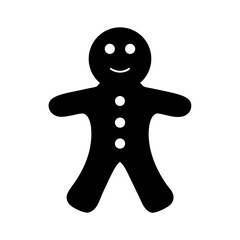 A minimalist black and white gingerbread man illustration for the holidays