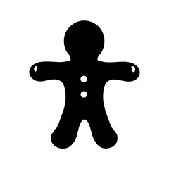 Simple black and white gingerbread man icon with two button details