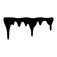Abstract black liquid dripping design element on a clean white background