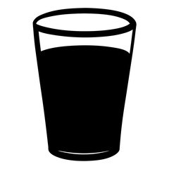 Silhouette of a full glass of dark liquid on a white background