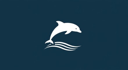 Fototapeta premium Dolphin leaping ocean waves graphic