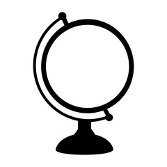 Simple and clean black and white globe illustration in an minimalist style