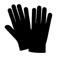 Obraz premium Two black silhouette gloves suggesting protection and readiness, with solid fill