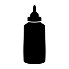 Simple Black Silhouette of a Squeeze Bottle with Pointed Nozzle for Sauces