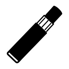 Black and white silhouette of a cartridge type electronic cigarette device
