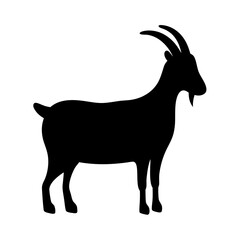 Silhouette of a stately goat standing gracefully against a white backdrop