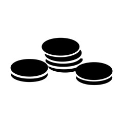 Isolated Black and White Illustration of Several Stacks of Coins Depicting Wealth