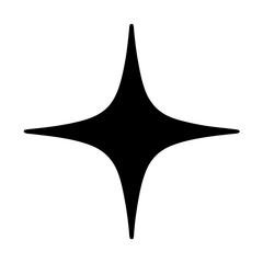 Four pointed star graphic, black shape, minimalist design on white background