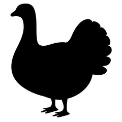 Silhouette of a majestic turkey with prominent tail feathers and a long neck