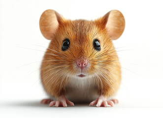 Fototapeta premium image of cute mouse isolated on white background, showcasing detailed fur and bright eyes, emphasizing animal portrait detail and lifelike depiction